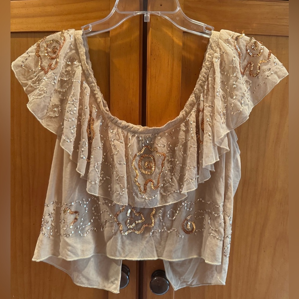 Moda International Cream Ruffled Embellished Blouse - Picture 2 of 16